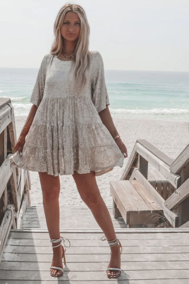 Women's My Queen Sequin Baby Doll Dress