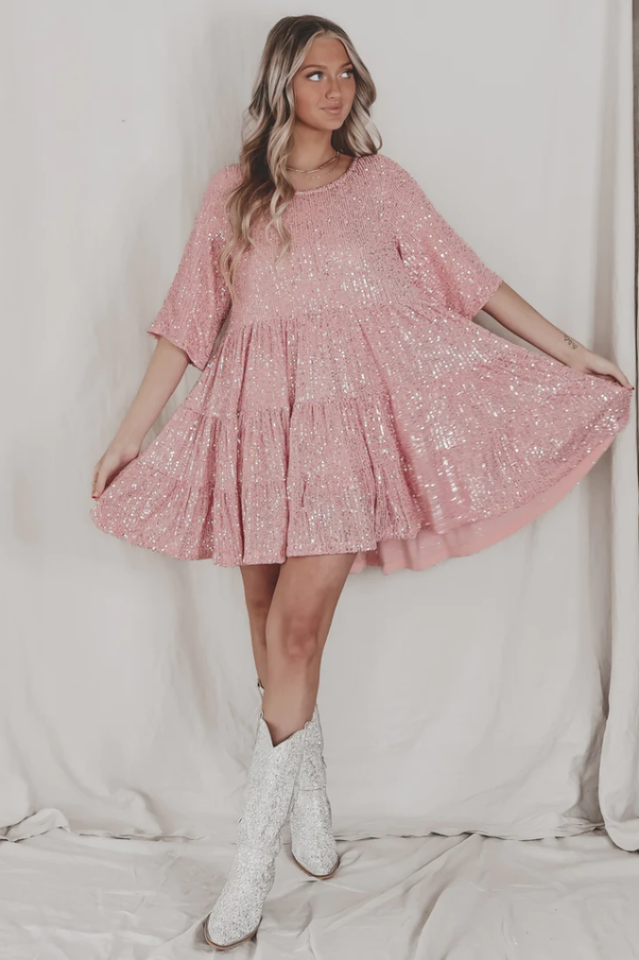 Women's My Queen Sequin Baby Doll Dress