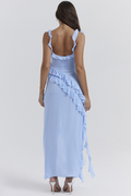 Women's Ariela Soft Blue Ruffle Maxi Dress