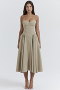 Women's Samaria Taupe Corset Sun Dress Taupe