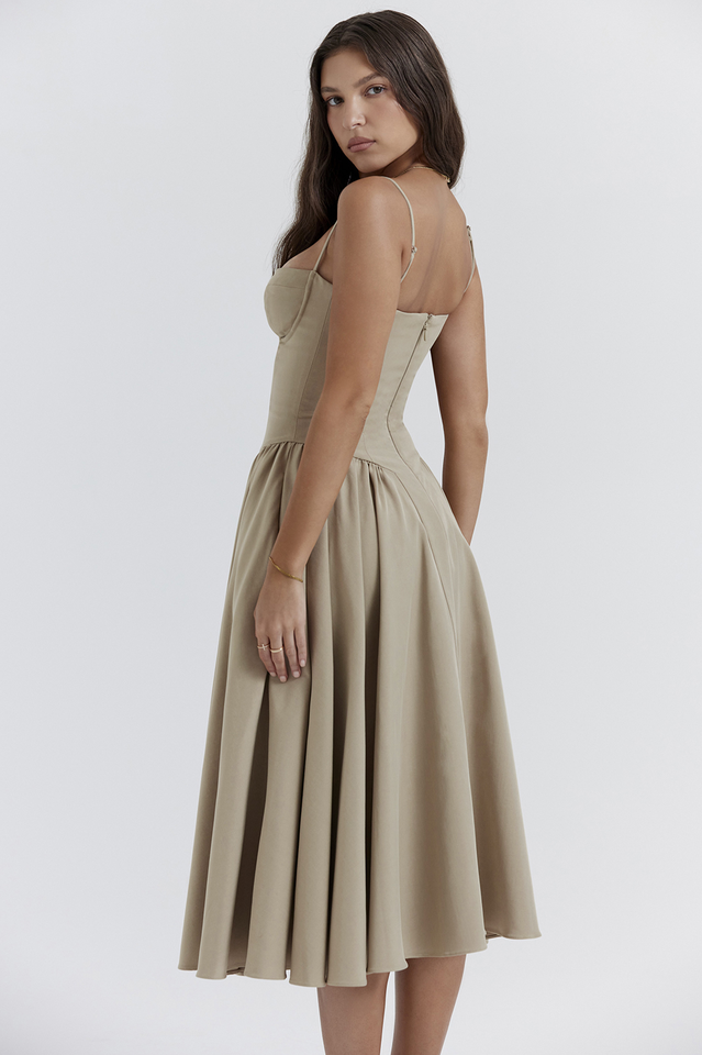 Women's Samaria Taupe Corset Sun Dress