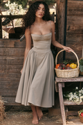 Women's Samaria Taupe Corset Sun Dress