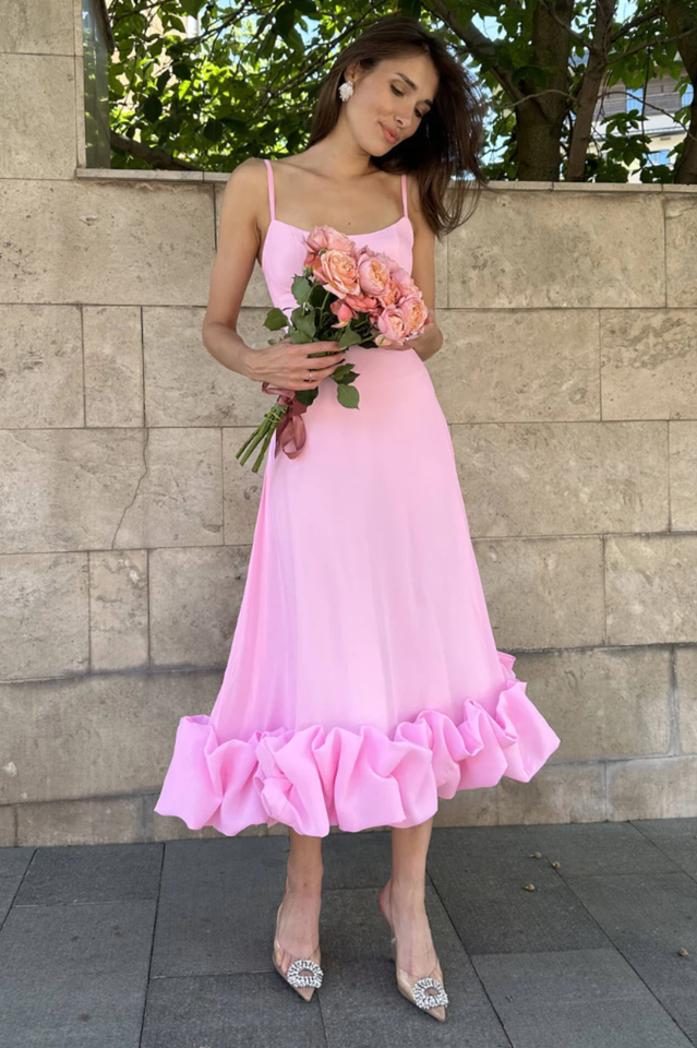 Women's Flounce Bustier Midi Dress