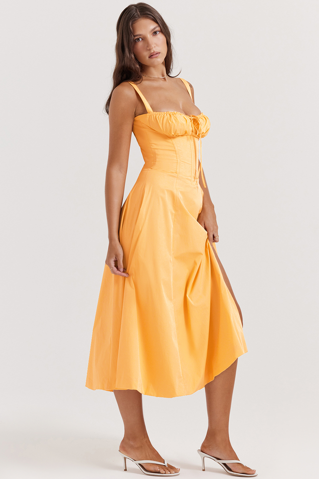 Women's Carmen Tangerine Bustier Sundress Tangerine