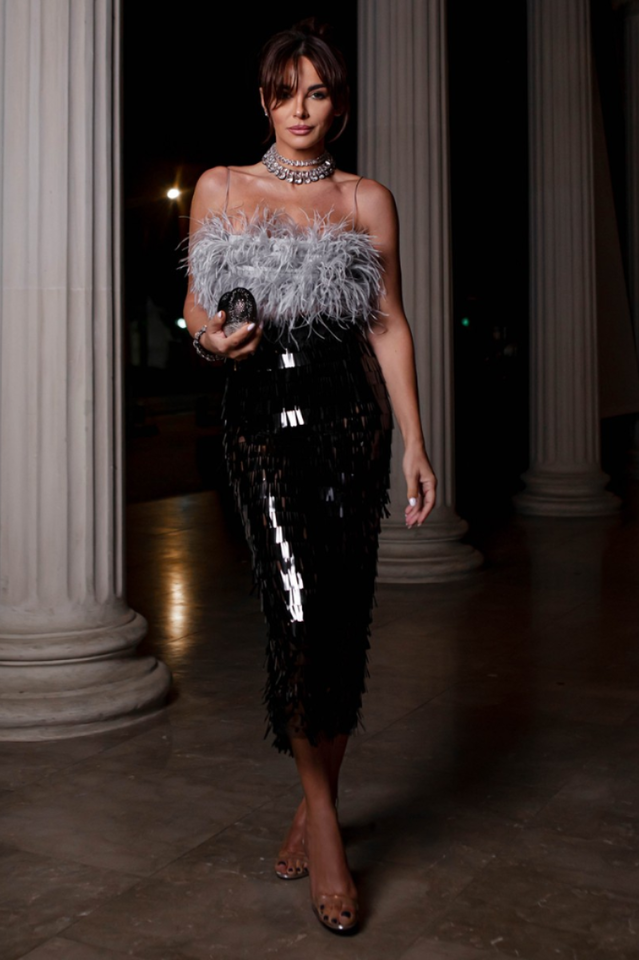 Women's Aleyna Feather Top + Sequin Skirt Set Multi Color