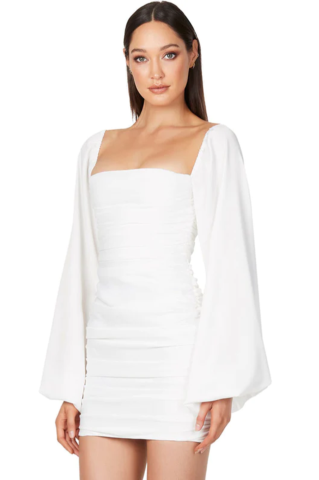 Women's Glossy Satin Square Neck Mini Dress