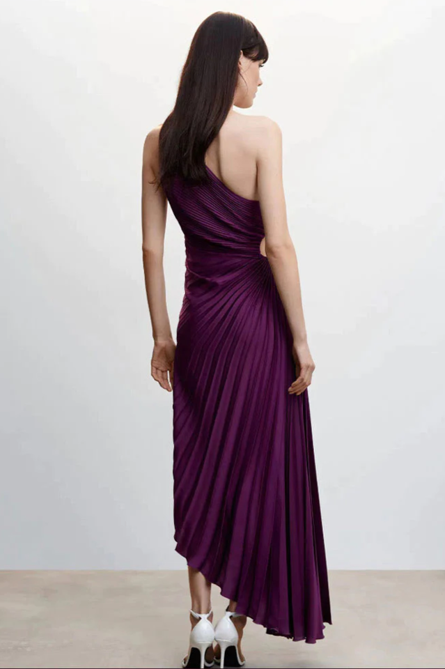 Women's Catalina One Shoulder Pleated Satin Dress