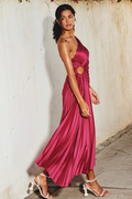 Women's Catalina One Shoulder Pleated Satin Dress