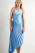 Women's Catalina One Shoulder Pleated Satin Dress Fresco