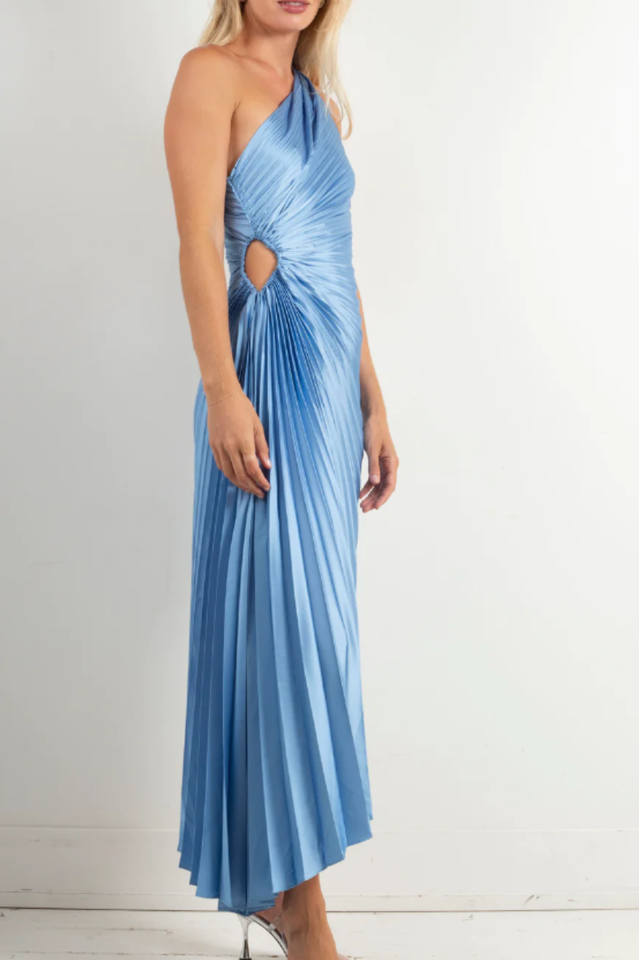 Women's Catalina One Shoulder Pleated Satin Dress