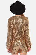 Women's Deep V Sequin Shining Romper