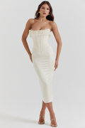 Women's Nalita Vintage Cream Beaded Strapless Dress White