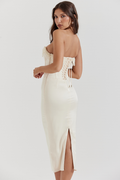 Women's Nalita Vintage Cream Beaded Strapless Dress