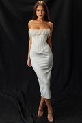 Women's Nalita Vintage Cream Beaded Strapless Dress