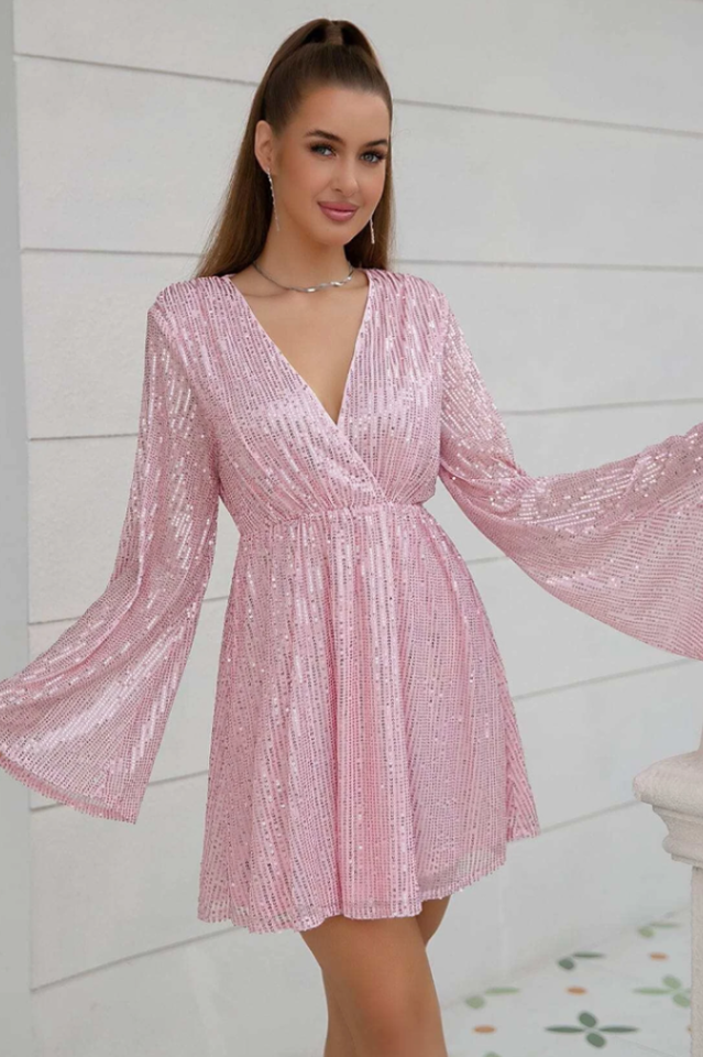 Women's Plunging Neck Sequin Dress