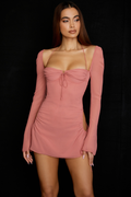 Women's Chiffon Halter Mini Dress Pink