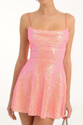 Women's Jewel Sequin Cowl Neck Dress