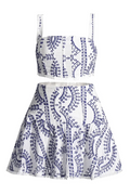 Women's Cora Crop Top + Skirt Set Blue White