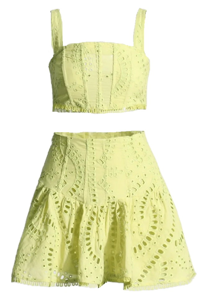 Women's Cora Crop Top + Skirt Set Lime