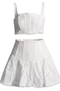 Women's Cora Crop Top + Skirt Set White