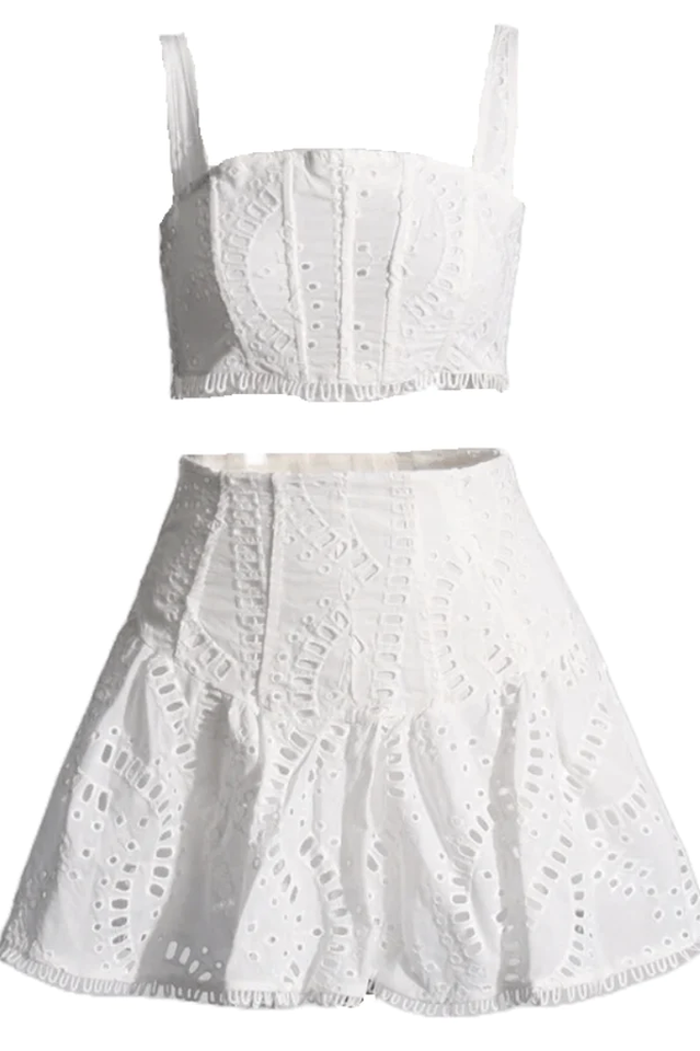 Women's Cora Crop Top + Skirt Set White