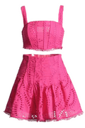 Women's Cora Crop Top + Skirt Set Hot Pink