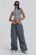 Women's Vintage Parachute Cargo Pants Grey