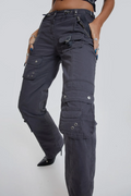 Women's Vintage Grey Low Rise Cargo Pants