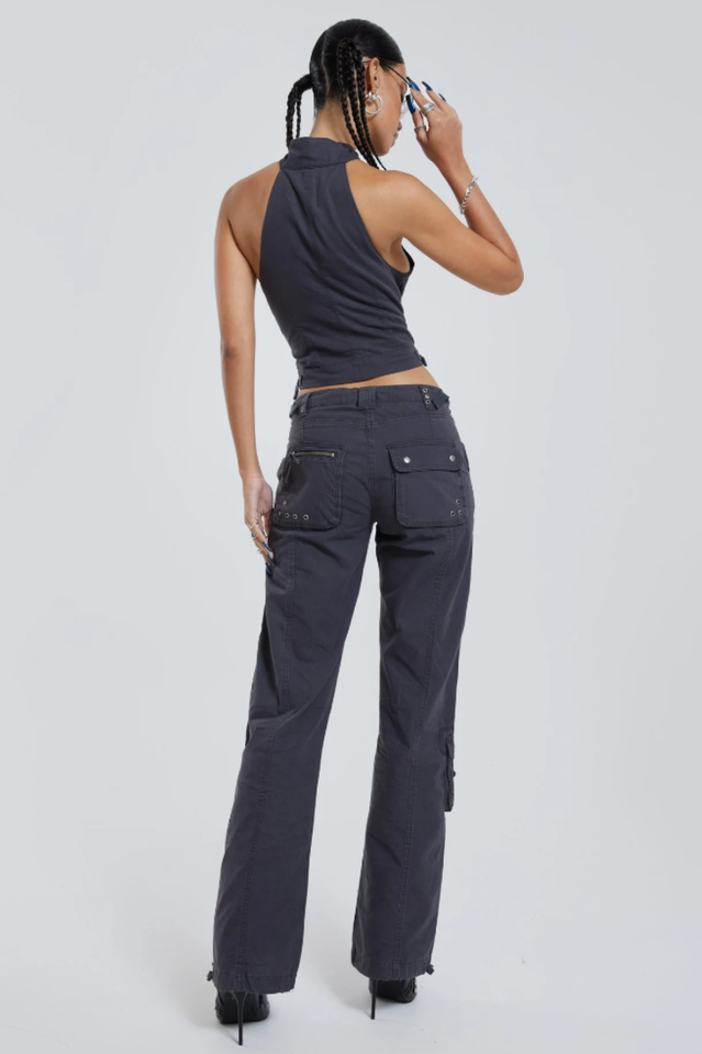Women's Vintage Grey Low Rise Cargo Pants