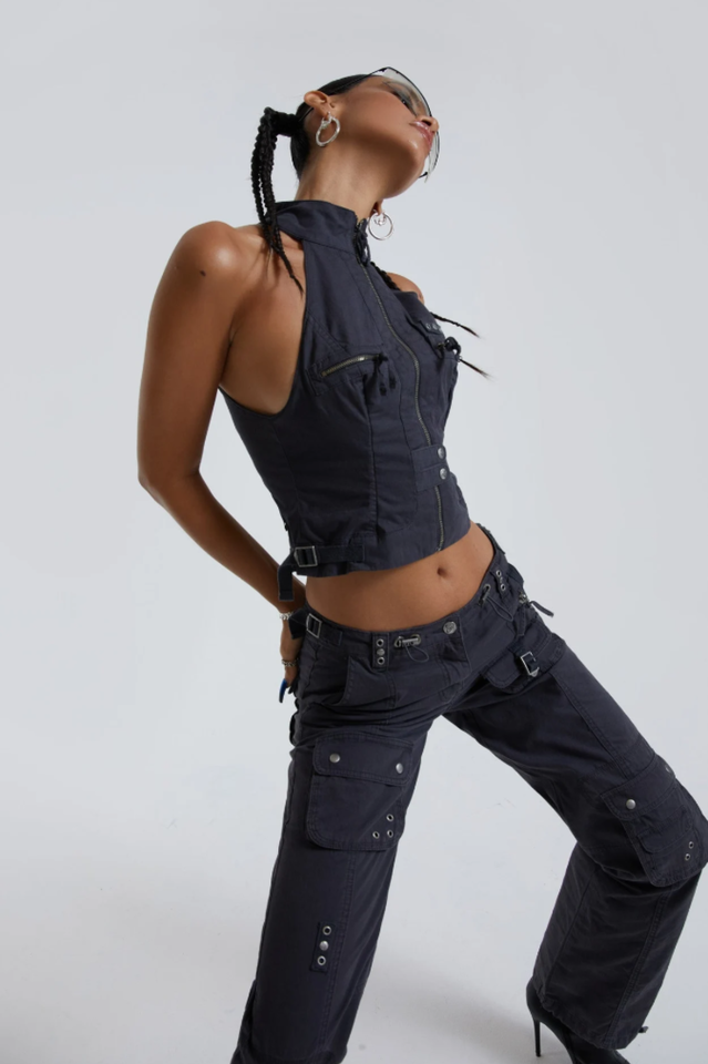 Women's Vintage Grey Low Rise Cargo Pants