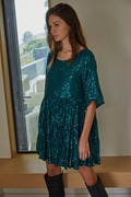 Women's My Queen Sequin Baby Doll Dress