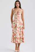 Women's Carmen Bustier Sundress Pink Peony Print