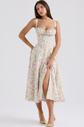 Women's Carmen Bustier Sundress Pale Blue Meadow Print