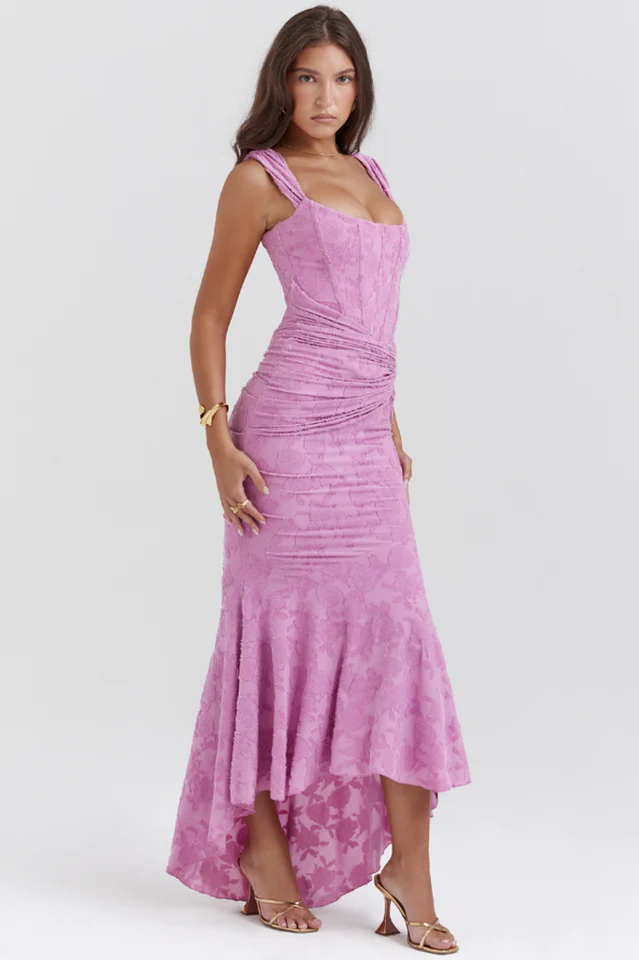 Women's Cesca Retro Cream White Floral Maxi Dress