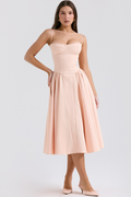 Women's Samaria French Navy Corset Sundress Peach Pink