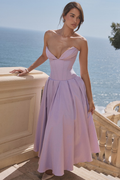 Women's Lady Black Strapless Midi Dress