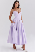 Women's Lady Black Strapless Midi Dress Orchid