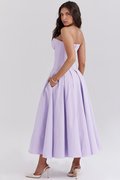 Women's Lady Black Strapless Midi Dress