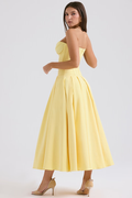 Women's Lady Black Strapless Midi Dress
