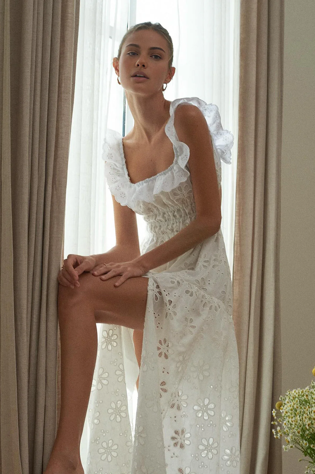 Women's Danielle Eyelet Maxi Dress White