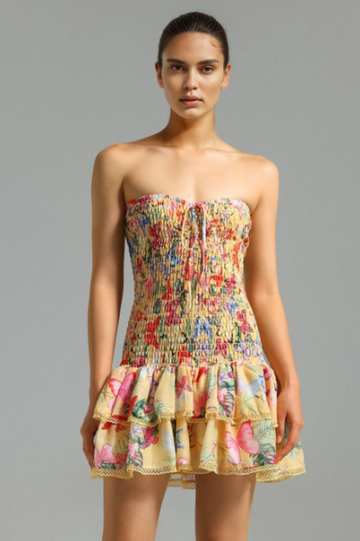 Women's Naja Layered Printed Mini Dress Yellow