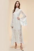 Women's Milena Lace Ruffled Long Dress White