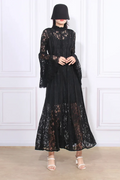 Women's Milena Lace Ruffled Long Dress Black