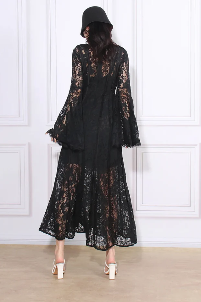 Women's Milena Lace Ruffled Long Dress