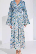 Women's Aracely V Neck Floral Maxi Dress Blue