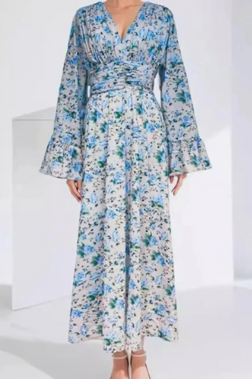 Women's Aracely V Neck Floral Maxi Dress Blue