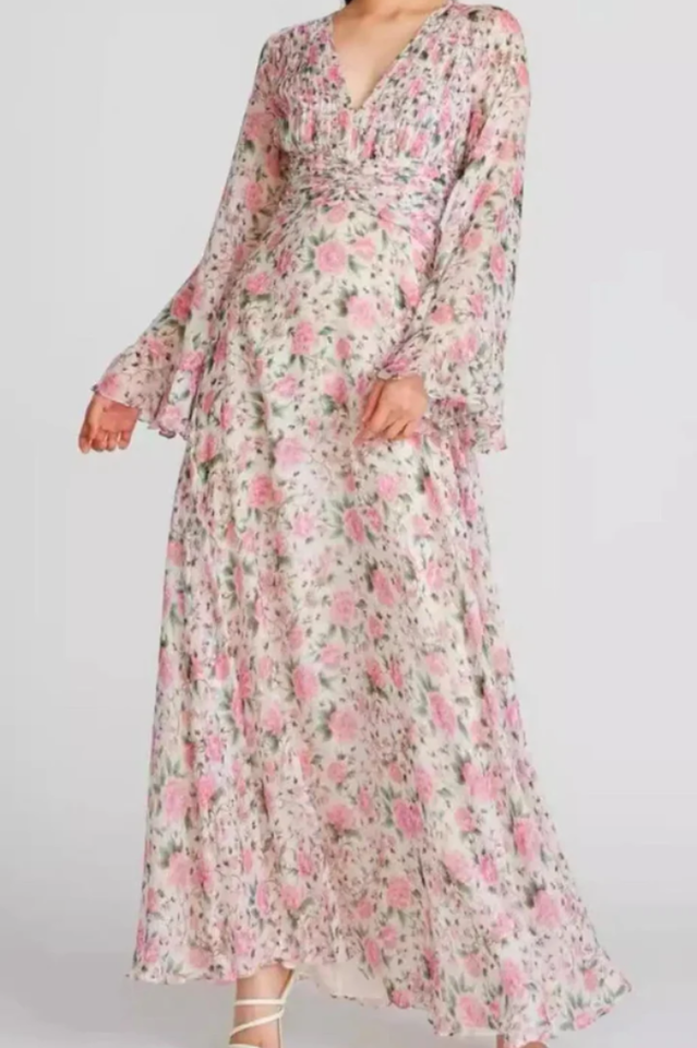Women's Aracely V Neck Floral Maxi Dress Pink
