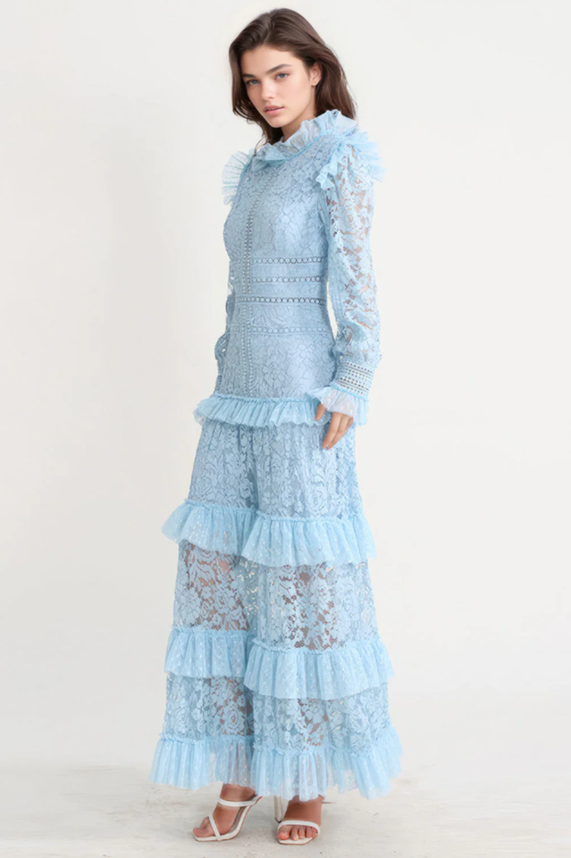 Women's Textured Maxi Dress With Long Sleeves