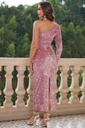Women's One Shoulder Sequin Bodycon Dress