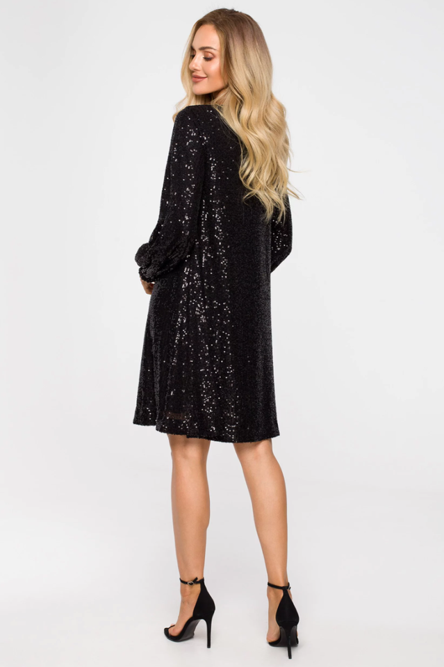 Women's Sequin Dress With Puff Sleeves
